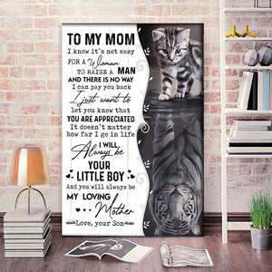 To Mom From Son It's Not Easy Tiger, Gift for Mom Canvas, Personalized Canvas