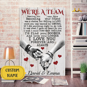 We're A Team Meeting You Was Fate, Couple Canvas, Personalized Canvas