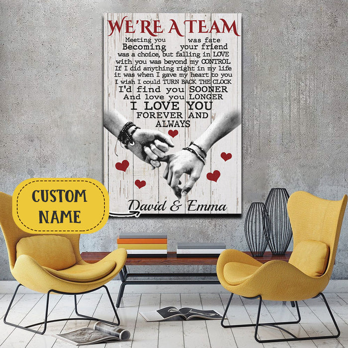 We're A Team Meeting You Was Fate, Couple Canvas, Personalized Canvas