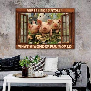 Pigs What A Wonderful World Canvas