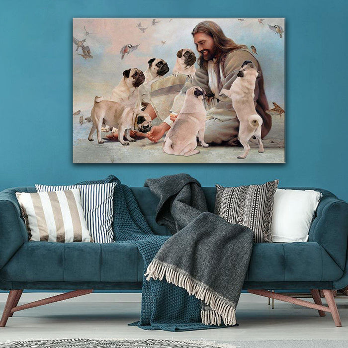 Pug Dog, Jesus Dog Lover, Pug God Canvas, Wall-art Canvas