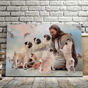 Pug Dog, Jesus Dog Lover, Pug God Canvas, Wall-art Canvas