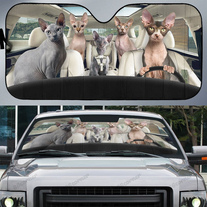 Sphynx Cats Family, Halloween Car Sunshade