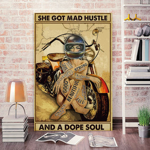 She Got Mad Hustle Enough Smart, Motorbike Canvas, Gift for Her Canvas