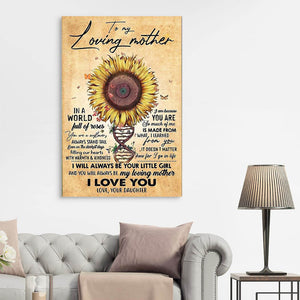 Sunflower Daughter to my loving Mother I love you Canvas, Gift for Mother Canvas, Daughter to Mother