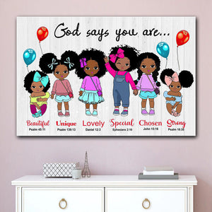 Black Girls God Says You Are, Gift for Daughter Canvas, Personalized Canvas