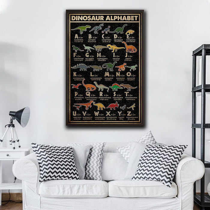 Dinosaur Alphabet Funny Poster Paleontologist Paleontology Paleontological, Wall-art Canvas