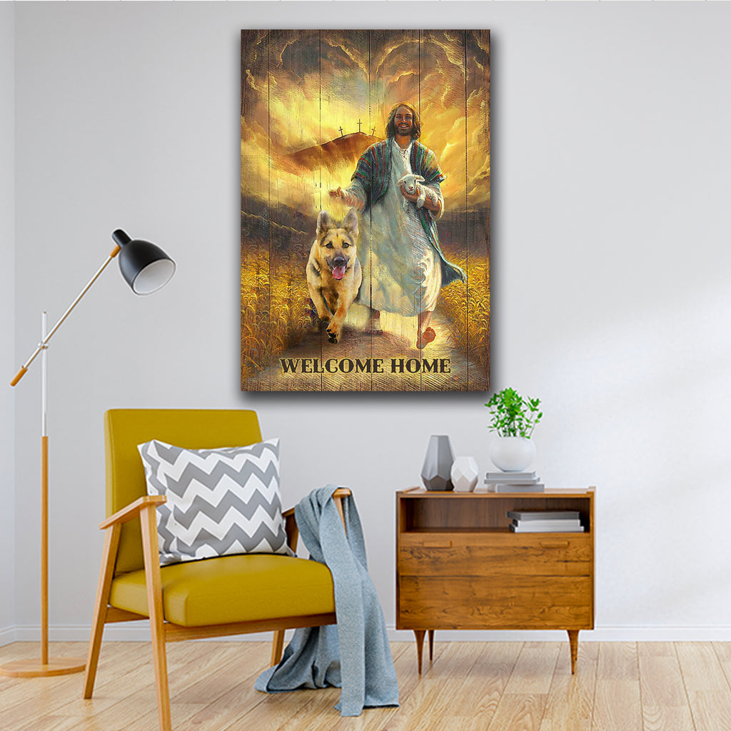 German Shepherd Dog, German Shepherd God - Welcome Home, God Lamb Canvas, Wall-art Canvas