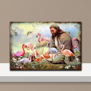 God Flamingo, Jesus Bird Lover Canvas, Wall-art Canvas