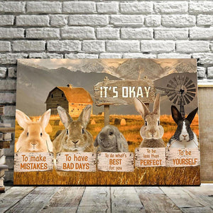 The Rabbit - It's Okay, To Make Mistakes, To Have Bad Days, Rabbit Canvas, Gift Idea