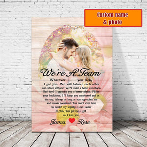 We're a Team, T can swear on this, You got me, I got us, Couple Canvas, Personalized Canvas