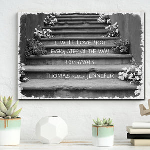 I will love you every step of the way, Couple Canvas, Personalized Canvas