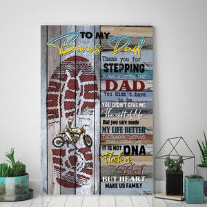 Motorcycle - To My Bonus Dad, Thanks for stepping in, Gift for bonus Dad Canvas