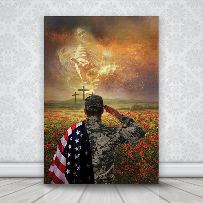 God Raised His Hand To The Soldier Canvas, Wall-art Canvas