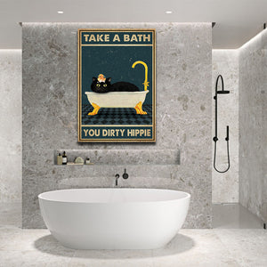 Take a bath you dirty hippie, Cats lover Canvas, Funny Canvas