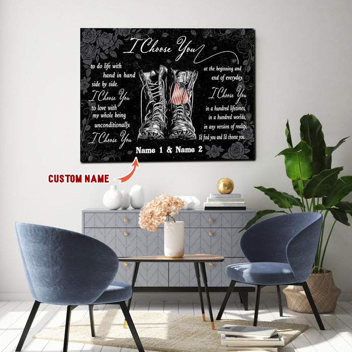 Veteran I Choose You Personalized Name Canvas, Couple Canvas