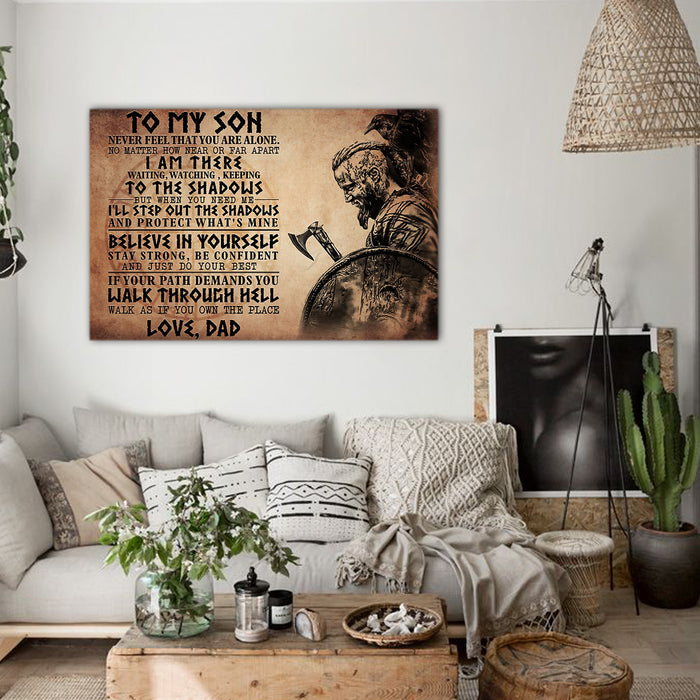 Viking to my Son, nerver feel that you are alone, Gift from Dad to Daughter Canvas