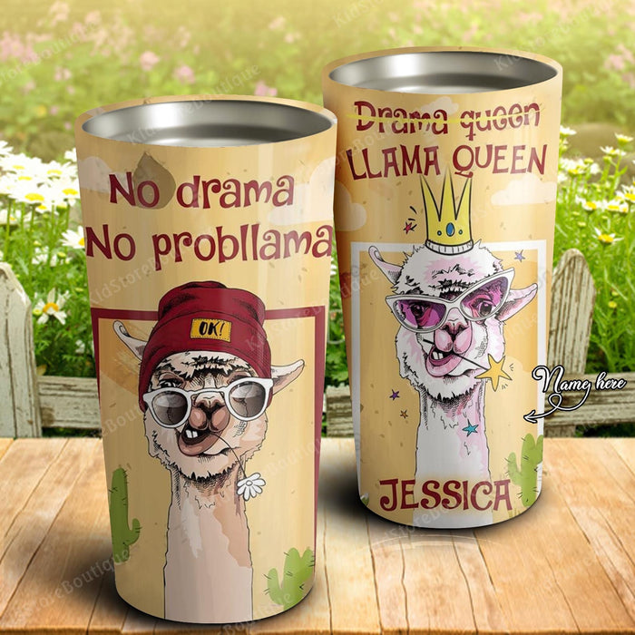 No drama, no probllama, Drama queen llama queen, Funny Tumbler, Personalized Tumbler