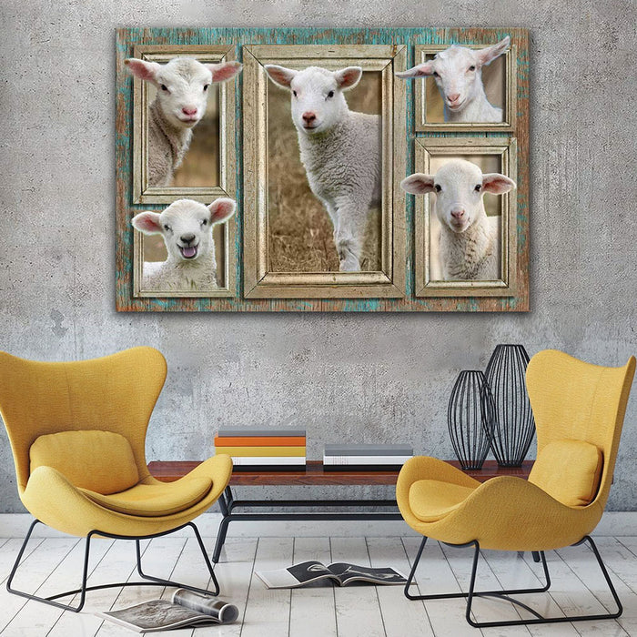 Lamb Portrait - Lamb Window Canvas, Wall-art Canvas