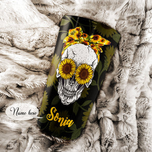 You Are My Sunshine - Skull Sunflower - Personalized Tumbler - Daughter Gift - Best Gift for Daughter