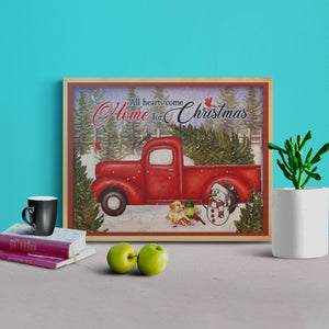 All Hearts Come Home For Christmas Gallery Framed Canvas -0.75 & 1.5 In Framed -Wall Decor, Canvas Wall Art