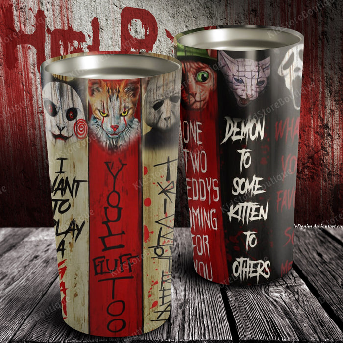 Demon to some kitten to others, Demon Cats Tumbler, Halloween Tumbler