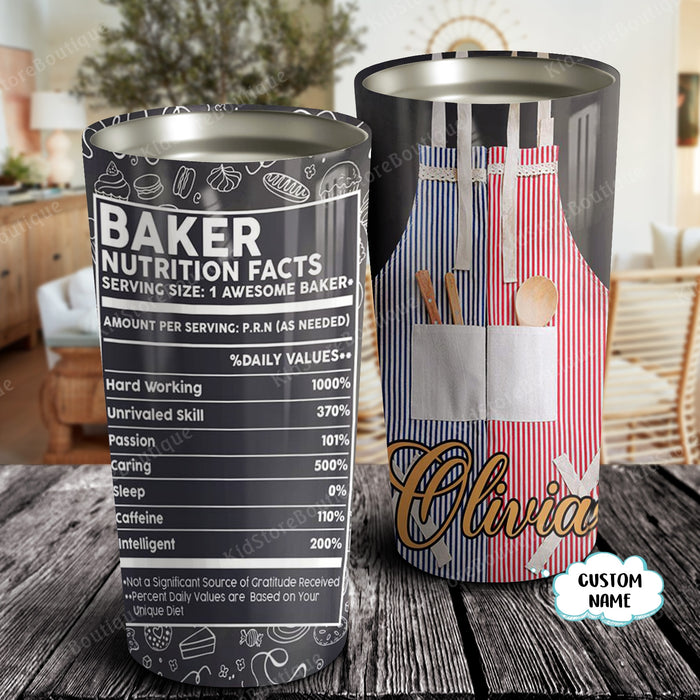 Baker nutrition facts, Gift for Her Tumbler, Personalized Tumbler