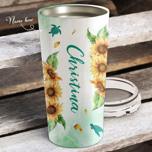 Sunflower and Turtle Just A Girl Who Loves Sea Turtles, Gift for Her Tumbler, Personalized Tumbler