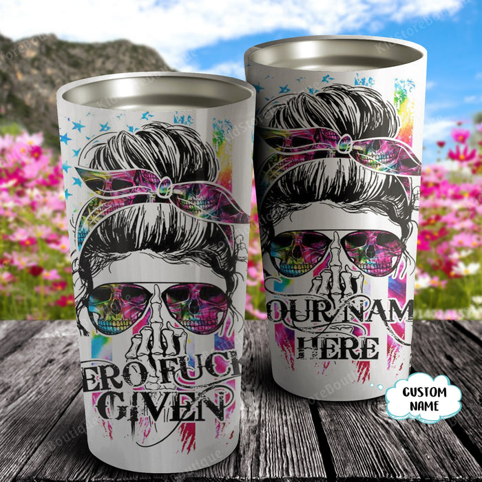 Zero fucks given, Skull Girl Tumbler, Personalized Tumbler