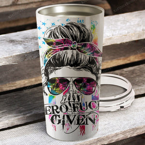 Zero fucks given, Skull Girl Tumbler, Personalized Tumbler