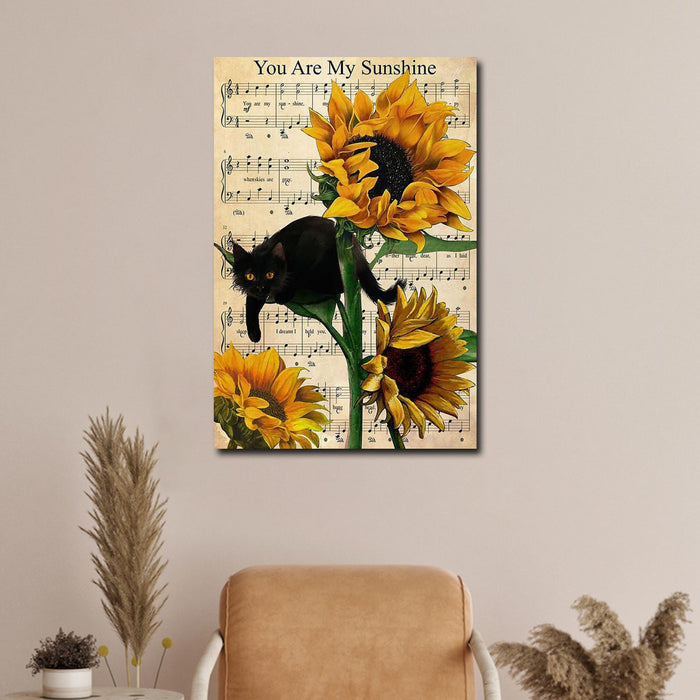 Black Cat You Are My Sunshine Music Sheet Sunflower, Song Lyrics Canvas