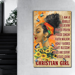 Christian Girl Sunflower I Am A Bible Believin, Gift for her Canvas