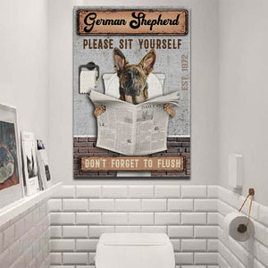 Please sit yourself don't forget to flush, Funny Canvas, Dogs lover Canvas