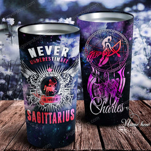 Never Underestimate Zodiac Personalized Tumbler - Astrology Sign Gift, Stainless Tumbler