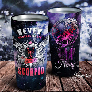 Never Underestimate Zodiac Personalized Tumbler - Astrology Sign Gift, Stainless Tumbler