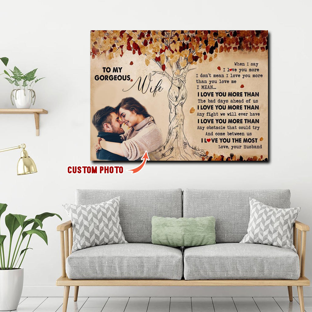 To my gorgeous wife, I love you the most, Couple Canvas, Personalized Canvas