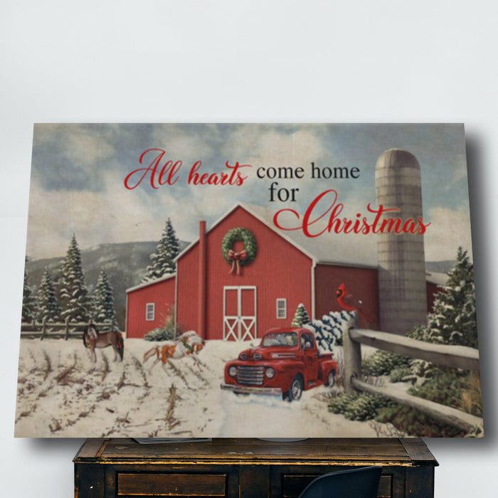 All Hearts Come Home For Christmas Gallery CanvasRed Truck Metal Wreath Attachment for Christmas