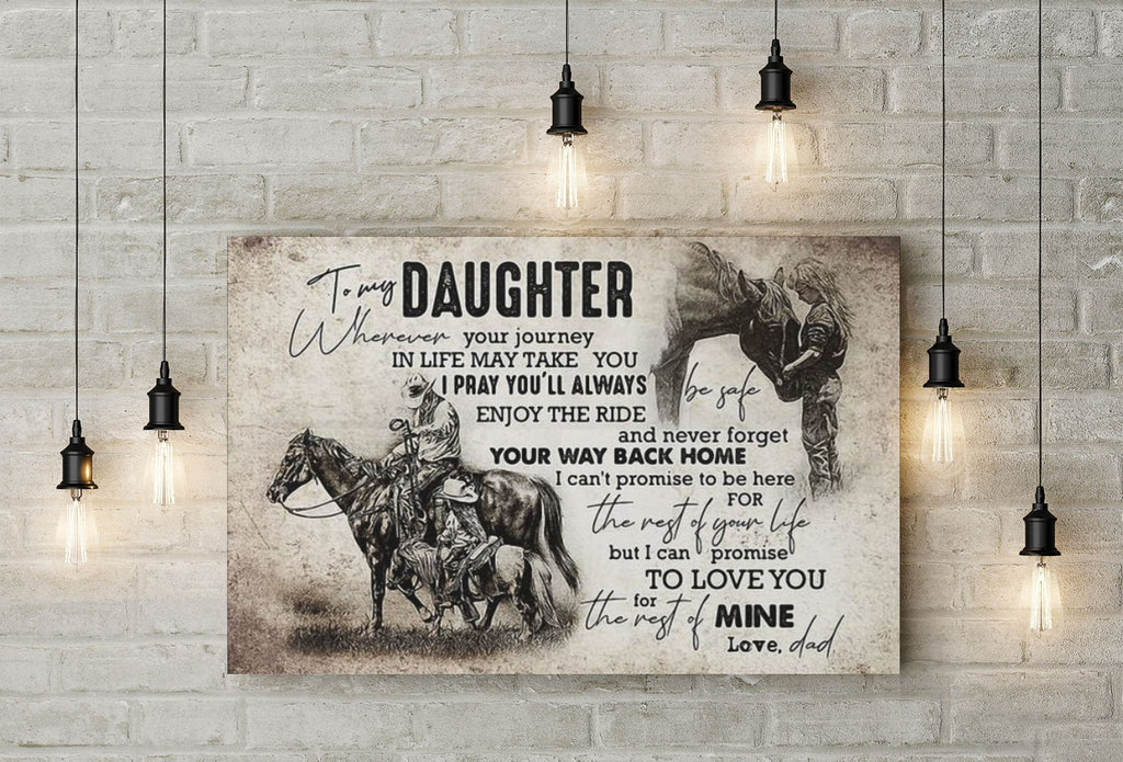 To My Daughter Wherever Your Journey In Life - Always Enjoy The Ride 0.75 & 1.5 In Framed Canvas - Wall Decor, Canvas Wall Art