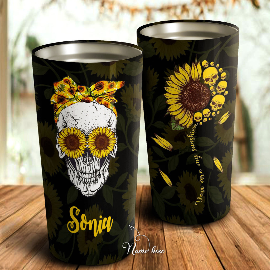 You Are My Sunshine - Skull Sunflower - Personalized Tumbler - Daughter Gift - Best Gift for Daughter