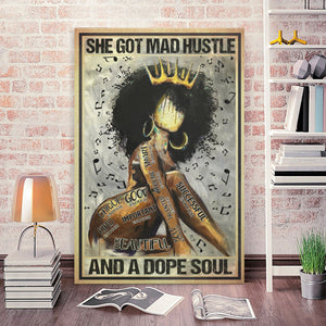 She got mad hustle and a dope soul, Gift for Her Canvas, Wall-art Canvas