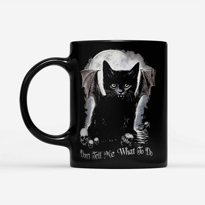 Black Cat Halloween Don't Tell Me What To Do - Black Mug - Cute Halloween Mug - Halloween Coffee Mug - Halloween Gifts