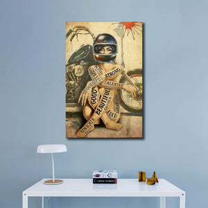 Motorcycle Girl I Am Good Beautiful Important 1,5 Framed Canvas - Best Gift for Pet Lovers - Home Living - Wall Decor