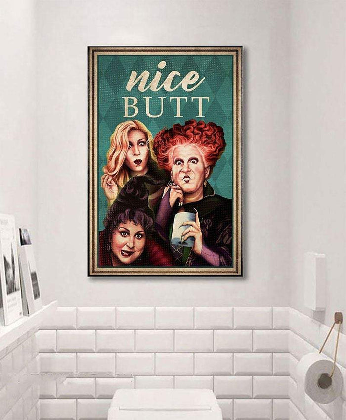 Funny Halloween Hocus Pocus Nice Butt for Bathroom 1, 5 In Frame Canvas - Best Gift for Halloween