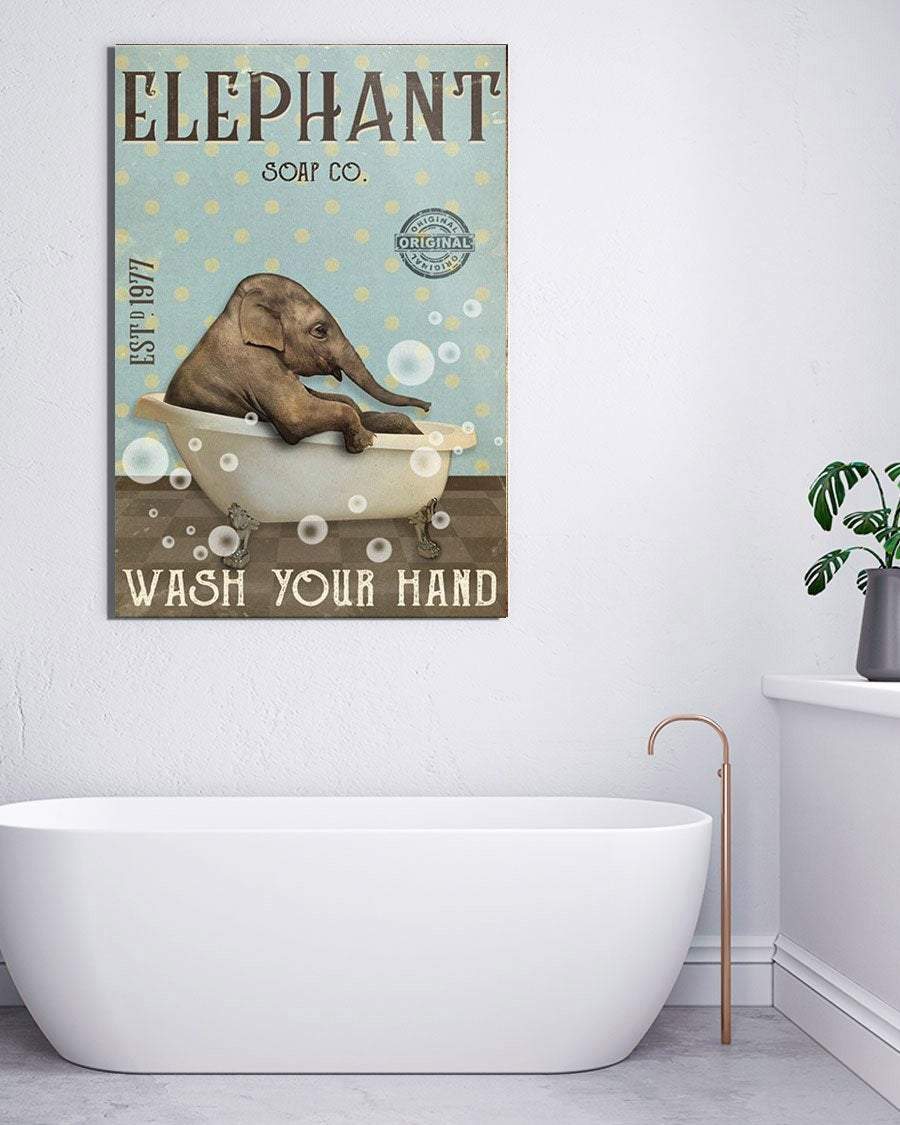 Elephant Soap Wash Your Hand 1,5 Framed Canvas -Best Gift for Animal Lovers - Home Living- Wall Decor