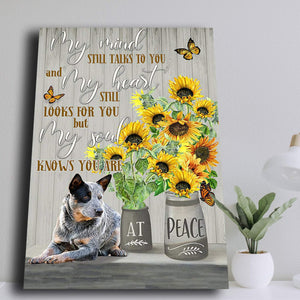 Sunflower and Dog At Peace 0,75 and 1,5 Framed Canvas - Gifts Ideas- Home Decor- Canvas Wall Art