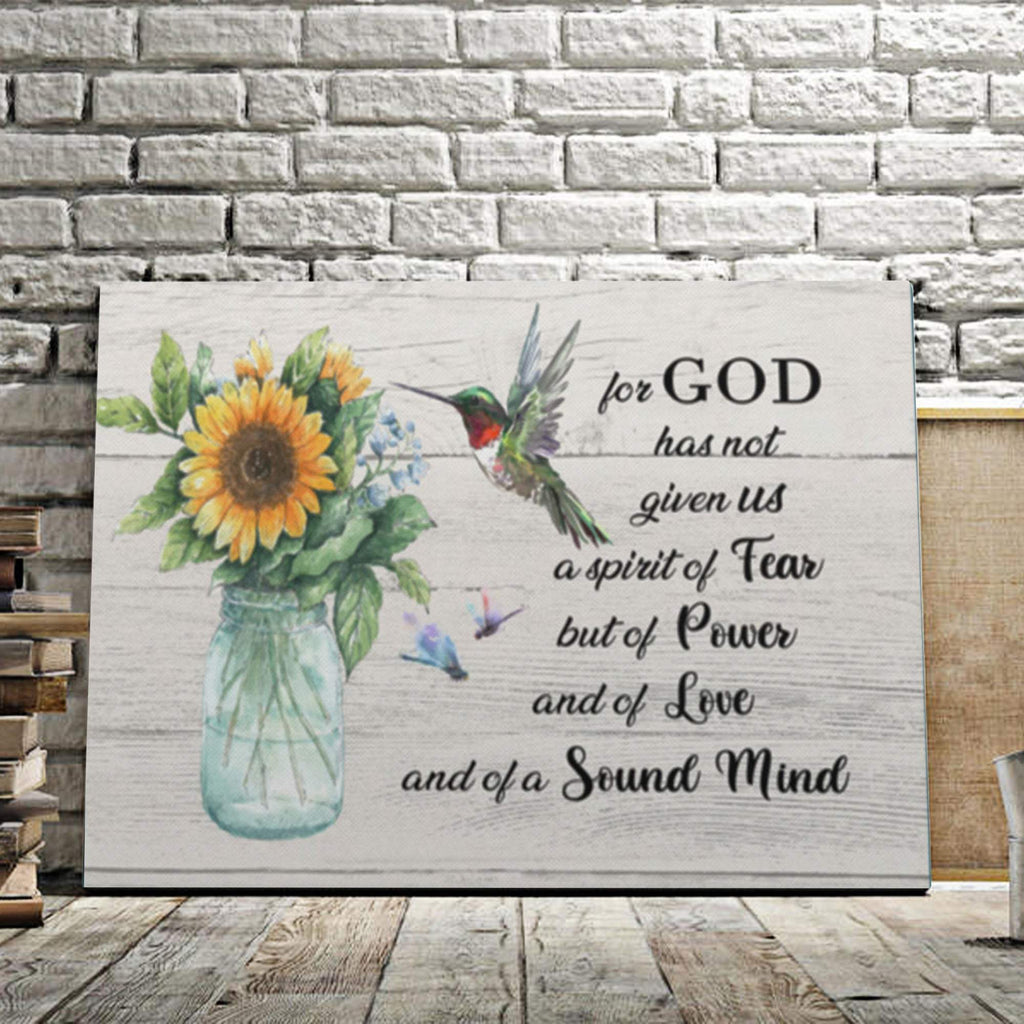 For God Has Not Given Us A Spirit Of Fear 0,75 and 1,5 Framed Canvas - Gifts Ideas- Home Decor- Canvas Wall Art