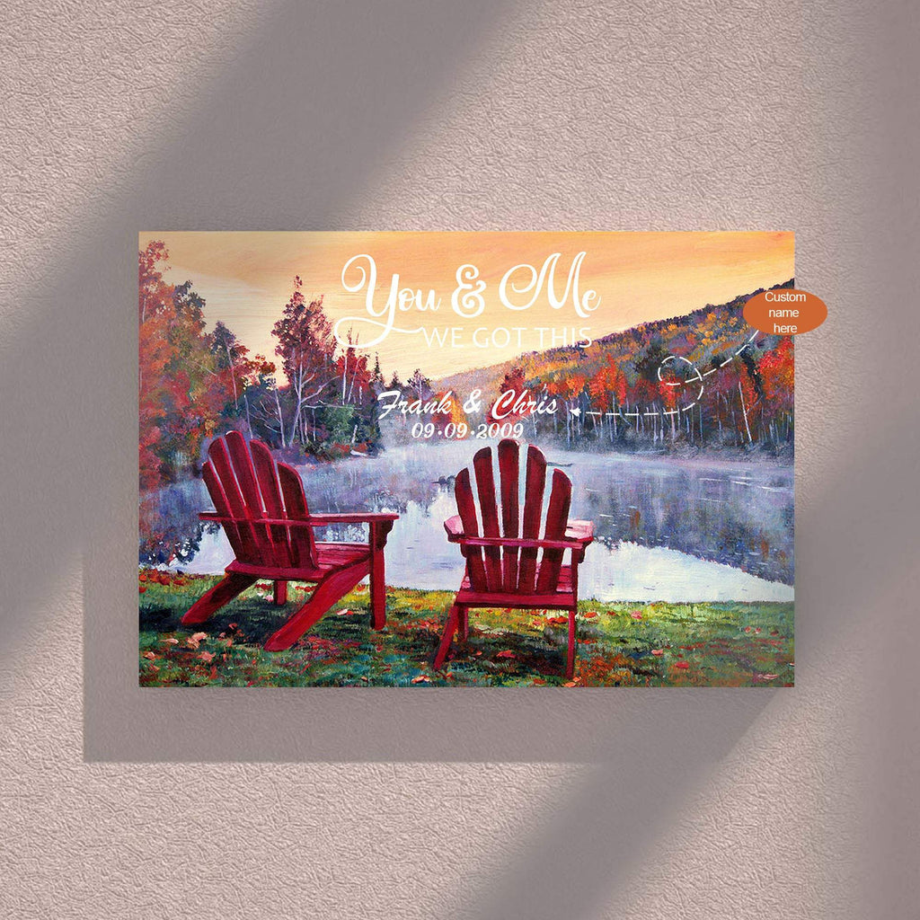 Personalized You and Me We Got This Lake View  0.75 & 1.5 In Framed Canvas - Couple Gift Ideas- Home Decor- Wall Decor, Canvas Wall Art