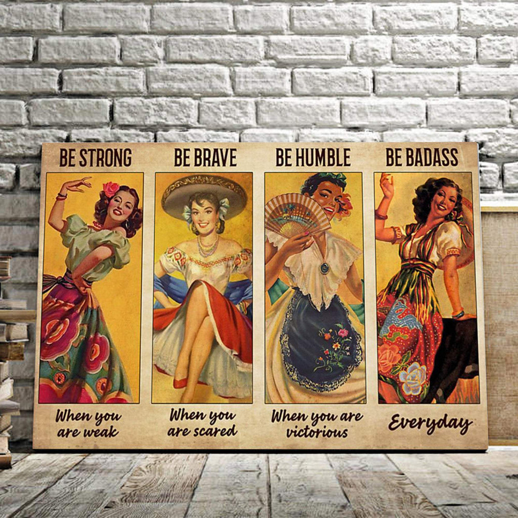 Beautiful Girls Be Strong When You Are Weak, Be Brave When You Are Scared 0.75 & 1,5 Framed Canvas -Home Living- Wall Decor -Canvas Wall Art