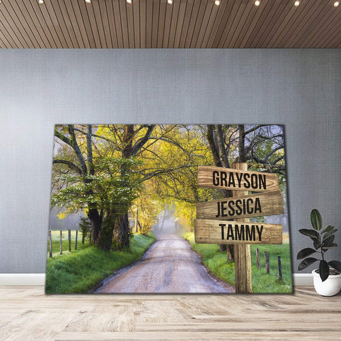 Personalized Autumn Road Color Multi - Names - Street Signs Customized With Names Canvas