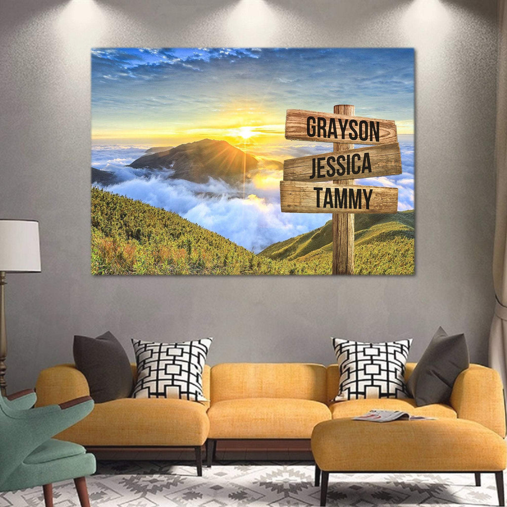 Personalized Smoky Mountains Names Premium 1,5 Framed Canvas - Street Signs Customized With Names- Home Living- Wall Decor